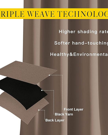 NICETOWN Light Reducing Grommet Curtains - Tripe Woven Textured Soft Curtain Panels for Living Room Window Treatment Drapes for Sliding Door (W80 x L108, Cappuccino, 2 Pieces)