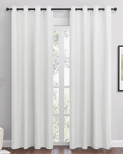 Off White Linen Blackout Curtains 108 Inch Length 2 Panels Set for Bedroom Living Room Grommet 100% Black Out Linen Drapes Room Darkening Window Curtains 108 Inches Long Cream Ivory Beige