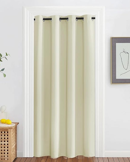 NICETOWN Blackout Bedroom Curtain 78 inches Length - Grommet Sound Reducing Window Treatment Privacy Drape Room Darkening Light Blocking for Living Room (Beige, 1 Panel, W52 x L78)
