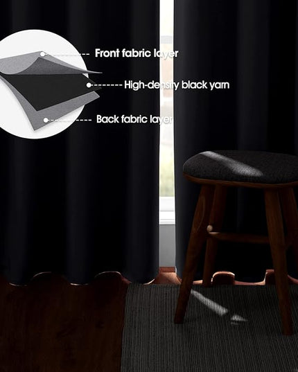 HOMEIDEAS Light Grey Blackout Curtains 52 X 45 Inch 2 Panels Room Darkening Bedroom Curtains, Thermal Grommet Light Bolcking Window Curtains for Living Room