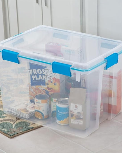 Sterilite 16-Pack Gasket Box, Weather-Resistant Storage Bins with Latching Lids, 80 Quart - Heavy-Duty Organizing Containers for Closet, Bathroom, and Office