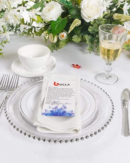 bUCLA 100Pieces Silver Rim Plastic Plates - 7.5inch Silver Salad/Dessert Plates Disposable - Ideal for Weddings, Parties & Christmas