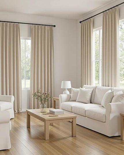 MYSKY HOME Taupe Blackout Curtains 96 inches Long Pinch Pleated Curtains for Living Room Bedroom 100% Room Darkening Black Out Window Drapes with Hooks Back Tab, 40" Wide per Panel, 2 Pieces