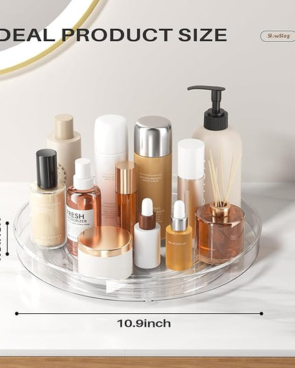 4 Pack Clear Lazy Susan Organizer, 11in Rotating Turntable Organizer, Cabinet Turntable Organizer, Rotating Lazy Susan for Kitchen, Fridge, Bathroom, Vanity Countertop