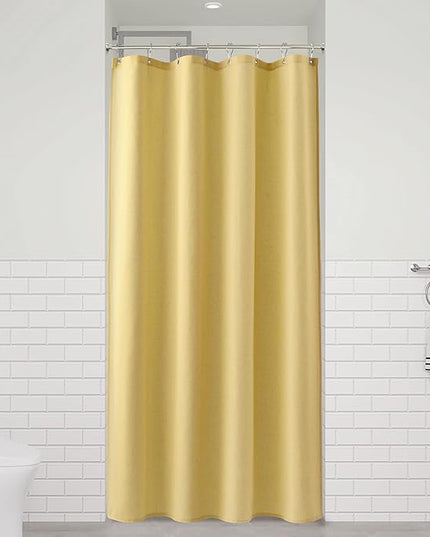 Naturoom Yellow 42 Inch Shower Curtain - Stall Narrow Half Linen Ultra Thick Fabric Shower Curtain Set with Hooks, Boho Farmhouse Rustic RV Camper Bath Curtains for Bathroom, 42x72