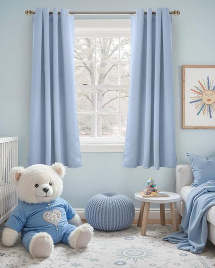 YoungsTex Baby Blue Room Darkening Curtains for Bedroom 63 Inch Long - Thermal Insulated Window Drapes with Grommet Blackout Privacy for Kids Boy Room Living Nursery, 2 Panels, 52 x 63 Inch
