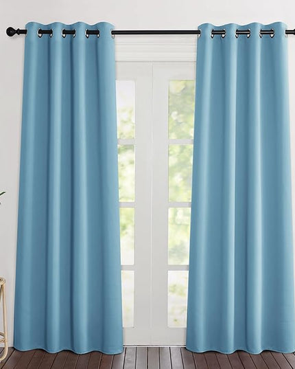 NICETOWN Teal Blue Blackout Curtains 84 inch Length 2 Panels, Grommet Thermal Insulated Window Treatments Light & Sound Reducing Drapes for Living Room/Bedroom, W46 x L84