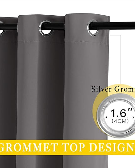 NICETOWN Blackout 118 inch Long Curtain for Living Room, Grommet Room Divider Sound Reducing Window Treatment for Sliding Glass Door/Bedroom, Gray, W80 x L118, 1 Panel