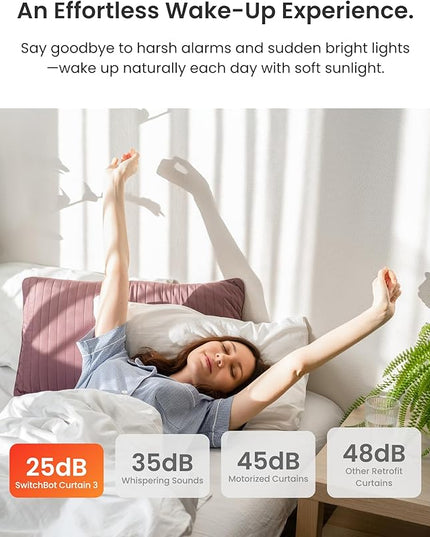 SwitchBot 2025 Automatic Curtain Opener 3 Rod-Bluetooth Remote Control, WiFi&Smartphone Control, Upgraded High-Performance, Add Hub to Compatible with Alexa, Google Home, HomeKit