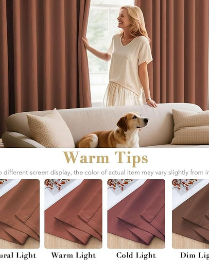 H.VERSAILTEX Room Darkening Curtains for Living Room Light Reducing Thermal Insulated Window Treatment Panels/Drapes Grommet Top 2 Panels (Washed Spice - 52 x 96 Inches)