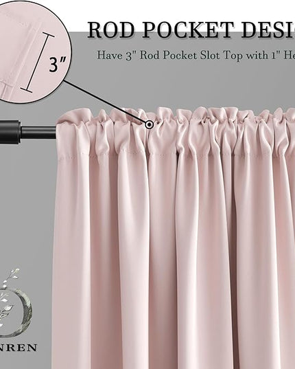DONREN Pastel Pink Room Darkening Curtains - 90 Inch Length Light Blocking Thermal Insulated Energy Saving Curtain Panels for Livingroom,Light Pink,W 52 x L 90 Inch, 2 Panels