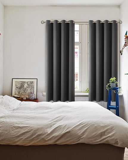 BGment Blackout Curtains for Bedroom - Grommet Thermal Insulated Room Darkening Curtains for Living Room, Set of 2 Panels, Each 46 x 63 Inch, Dark Grey