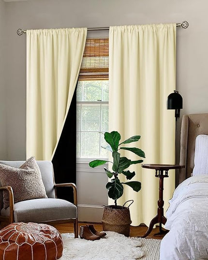 BGment Cream Blackout Curtains for Living Room 95 Inch Long 2 Panels Set, Extra Long Thermal Insulated 100% Room Darkening Curtains, Light Blocking Soundproof Bedroom Window Curtains, 52 Wide
