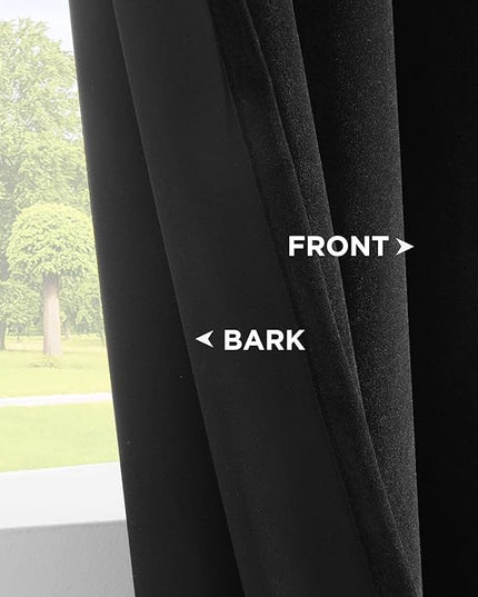 Joydeco Black Velvet Curtains 72 Inches Long, Luxury Grommet Blackout Curtain 2 Panels, Thermal Insulated Privacy Room Darkening Window Drapes for Bedroom Living Room Home Theatre (52Wx72L)