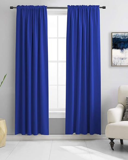 DONREN Klein Blue Blackout Curtains Panels for Bedroom - Thermal Insulated Solid Rod Pocket Curtains (42 by 84 Inch,2 Panels，Royal Blue)