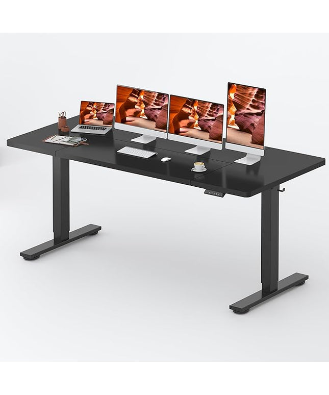 Adjustable Standing Desk, Large 79x31 Inches Standing Desk with Cable Management, Height Adjustable Home Office Computer Desk with with Cup Holder & Memory Preset