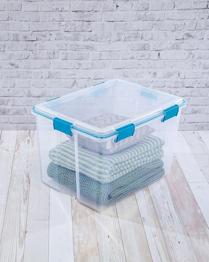Sterilite 16-Pack Gasket Box, Weather-Resistant Storage Bins with Latching Lids, 80 Quart - Heavy-Duty Organizing Containers for Closet, Bathroom, and Office