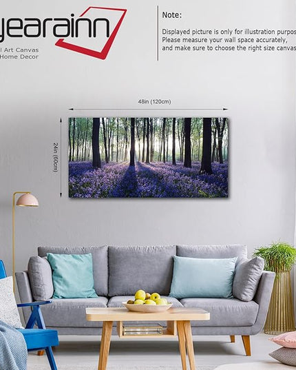 Forest Canvas Wall Art Woods Sunset Purple Lavender Large Green Trees Scenery Nature Picture Prints Modern Canvas Artwork Contemporary Wall Art for Bedroom Living Room Home Office Wall Decor 24" x 48"