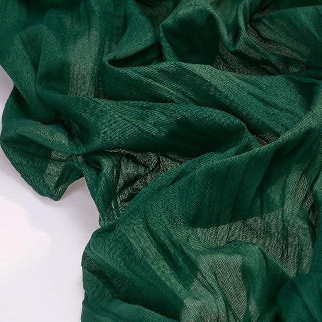 Socomi 10pcs Emerald Green Cheesecloth Table Runner Christmas Boho Rustic Gauze 120 inch 10FT Cheese Cloth Runner for Wedding Party Baby Shower Birthday Home Decor Holiday Decorations
