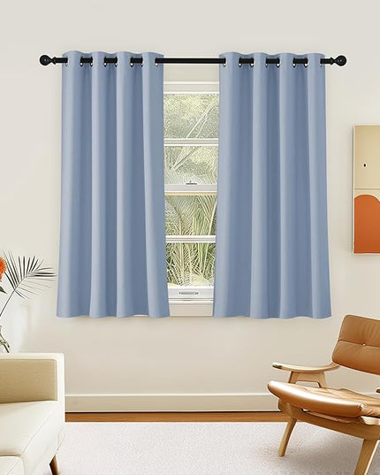 NICETOWN Room Darkening Short Curtain 54 inches Long for Living Room, Grommet Sound Reducing Thermal Insulated Curtains for Bedroom Nursery Window, 46W x 54L, 1 Piece, Vintage Blue