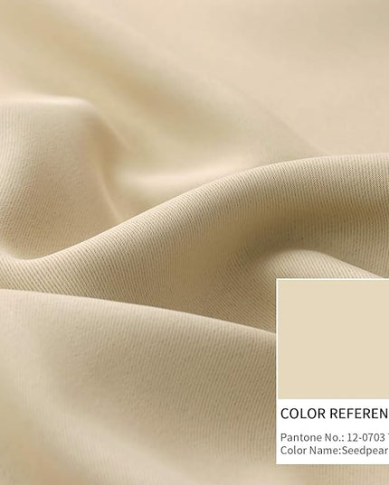 BGment Black Out Curtains 48 Inch Long for Cafe - 34 x 48 inch Blackout Curtains Thermal Insulated Room Darkening Rod Pocket and Back Tab Drapes for Kitchen/Bedroom, 2 Window Panels, Beige