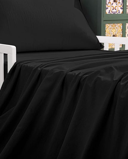 NTBAY Toddler Bedding Set - 4 Piece Soft and Breathable Crib Bedding Set for Boys and Girls, Includes Quilted Comforter, Fitted Sheet, Flat Top Sheet and Envelope Pillowcase, Black