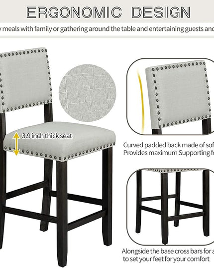 P PURLOVE 5 Piece Kitchen Table Set Counter Height Dining Table Set with Rectangle Table and 4 Cushioned Chairs for Small Place,Pub Kitchen