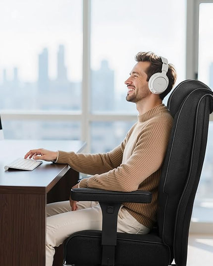 VECELO Big and Tall Office Chair 400lbs, Mesh High Back Computer Chair with Foot Rest, Ergonomic Desk Chair with Lumbar Support and Armrest, Black