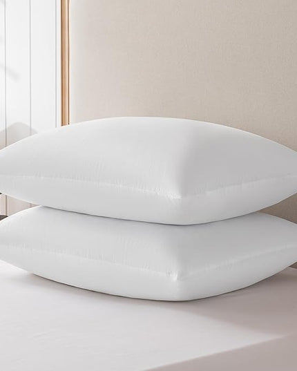 Goose Feathers and Down Pillows, Cotton Cover, Bed Sleeping Hotel Collection Pillows,Set of 2, Queen Size 20x28
