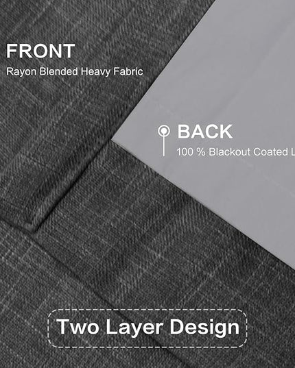 IVAPUPU Linen Pinch Pleated Full Blackout Curtains for Bedroom - 2 Pages Black Out Grey Curtains 108 Inch Long 2 Panel for Living Room Darkening Thermal Window Curtain Drapes with 16pc Hooks