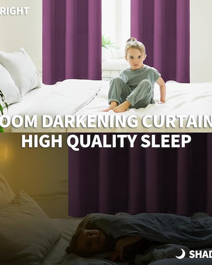 BGment Room Darkening Curtains 72 Inches Long - Grommet Thermal Insulated Drapes Window Treatment Curtains for Bedroom, 2 Panels, 42 x 72 Inch, Eggplant Purple