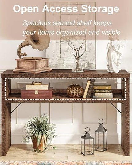 BON AUGURE Entryway Table, Console Table Behind Couch, Wood Sofa Tables with Shelf for Living Room, Farmhouse Entry Tables for Hallway Foyer (Rustic Oak, 47 Inches)