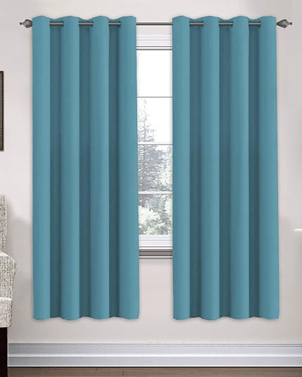 H.VERSAILTEX Ultra Soft Microfiber Thermal Insulated Antique Copper Grommet Blackout Curtains/Window Treatment Draperies 52 by 72 - Inch for Living Room/Bedroom,Set of 2 - Storm Blue