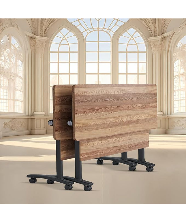 Conference Room Table with Flip-Top Design for Dynamic Meetings, Business Table Computer Desk with Heavy-Duty Frame,Foldable Seminar Meeting Tables for Home Office (2, C, 55.1IN)