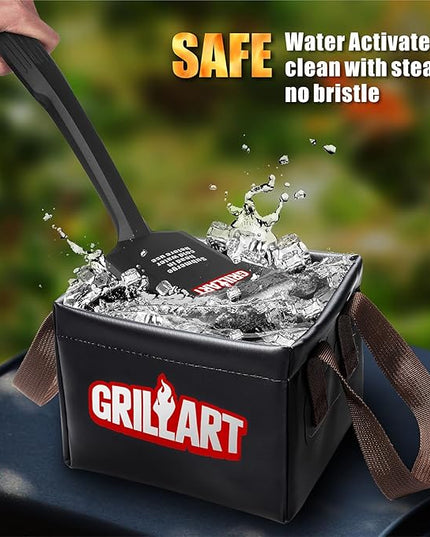 GRILLART Grill Brush Bristle Free, SteamWizards [Ultra Safe & Efficient] Grill Cleaner Brush with 1 Replacement Head, for Cast Iron and Stainless Steel Grates, BBQ Grill Brush for Outdoor Grill
