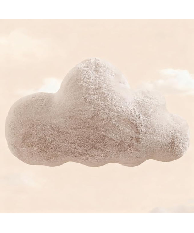 YRXRUS Cloud Pillows, Beige Cloud Shaped Pillow, Decorative Throw Pillow Gifts, Cute Plush Room Decor, Fluffy Faux Rabbit Fur 9.5"x16" Pillows for Living Bedroom Kids Room