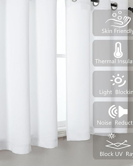 Simplebrand Pure White Short Kitchen Curtains 24 Inch Length 2 Panels Set, Light Filtering Small Windows Curtain for Bathroom, Cabinet, Basement, RV Camper, Privacy Soft Short Drapes, 40 x 24 Inch