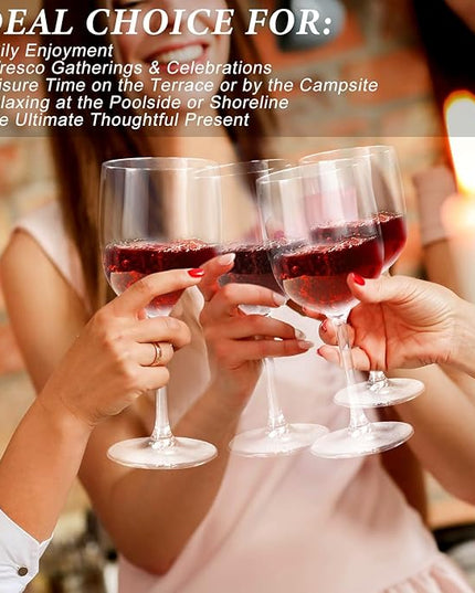 Unbreakable Wine Glasses 16oz - Shatterproof, Reusable, Drink Glassware (Set of 4) For Indoor Outdoor Drinkware Travel, Pool, Camping, Beach, Picnic