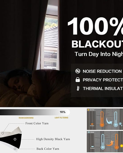 YZ HOME Pinch Pleated Blackout Curtains Linen Extra Wide Curtain for Sliding Glass Door Natural Full Black Out Curtains for Bedroom Living Room Thermal Insulated Drapes with Hooks, 1 Panel 60''Wx84”L