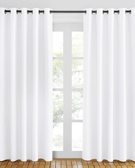 NICETOWN White Room Darkening Curtain 84 inches Long - Grommet Window Treatment Thermal Curtain Sound Reducing Light Blocking Drape for Bedroom/Living Room (1 Panel, W66 x L84)