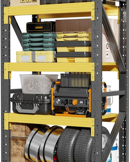 48" W Garage Shelving,4-Tier Heavy Duty Storage Shelves Unit with Adjustable Metal Shelf for Warehouse,Basement,Workshop,4000LBS,48" W x 20" D x 79" H,Black&Yellow