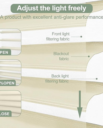 Zshine Automatic Shangri La Light Filtering Serenity Sheer Roller Shades Free Dimming Rechargeable Motorized Compatible with Homekit Siri Alexa (83021F Beige)
