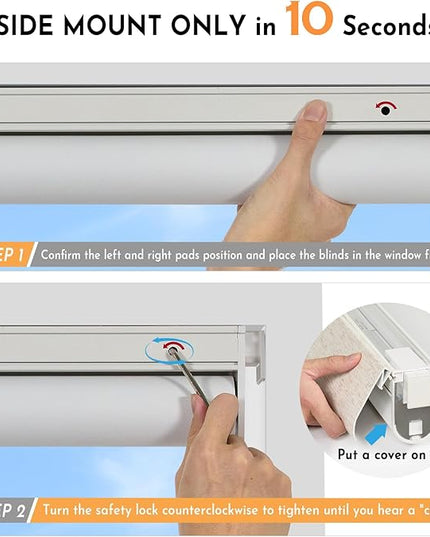 Persilux Smart Motorized Blinds with Remote, No Drill Automatic Roller Shades for Indoor Windows, Blackout Linen Fabric, Electric Blinds for Windows, Nature Cream C153BO-2, Custom Size