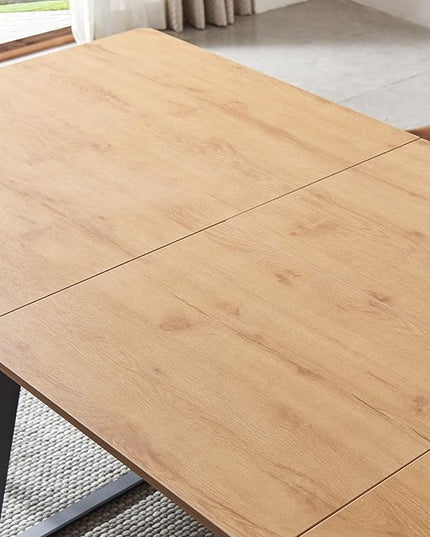 ZckyCine Modern Mid-Century Dining Table for 8, Rectangular Wooden Expandable Space-Saving Multifunctional Dining Table