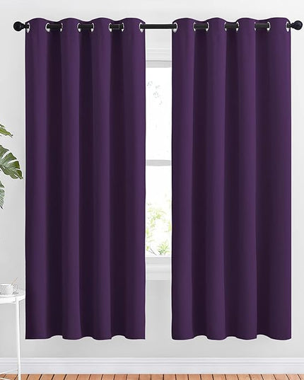NICETOWN 72 inches Bedroom Curtains Panels - Functional Blackout Curtains/Panels for Bedroom, Thermal Insulated, Privacy Assured (Set of 2, 52 x 72 inches in Royal Purple)