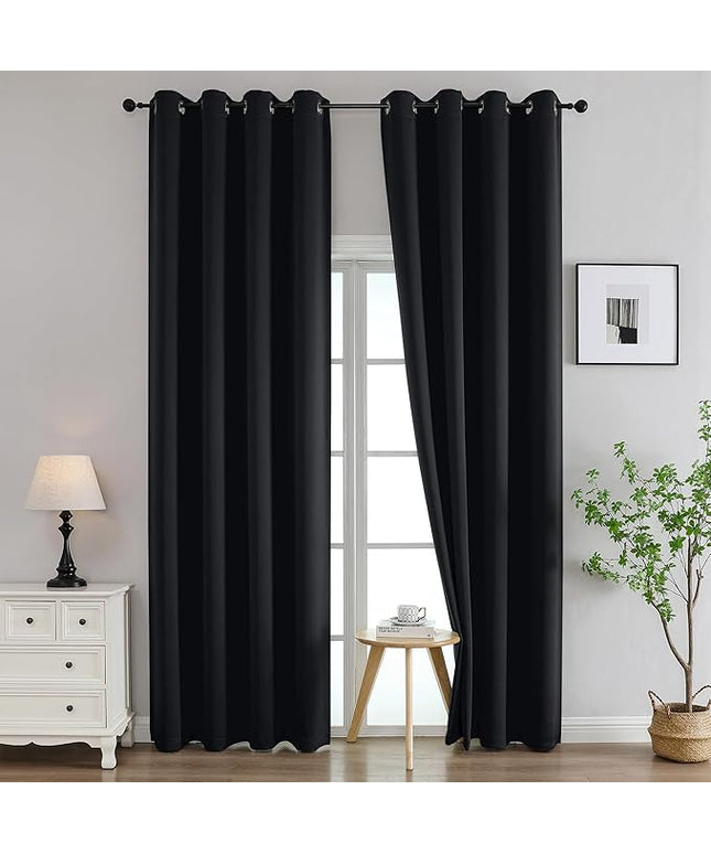 Simplebrand Halloween Black Out Curtains for Bedroom 96 Inches Long 2 Panels, Solid Thermal Insulated, Energy Saving Living Room Window Treatment, Room Darkening Curtains Blackout Drapes, W50 x L96