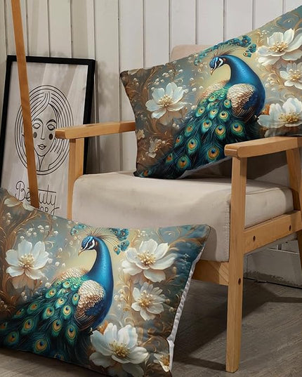 AILONEN Vintage Floral Peacock Fitted Sheet Set for Kids Girls Adult Women,Blue Floral Bird Print Bedding Set Queen Size,Elegant Birds Bed Sheet Set,3-Piece 1 Sheet Set + 2 Pillowcases