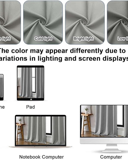 Gwine Short Blackout Curtains 36 Inches Long, Small Curtains Over Sink, Thermal Insulated Room Darkening Drapes for Bathroom Basement Patio Cabinet, 2 PCS, Each 40" Wx36 L, Silver Grey