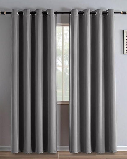 Light Grey Blackout Curtains 84 Inch Length 2 Panels Set, Black Out Curtains for Bedroom 84 Inch Long, Grommet Energy Saving Room Darkening Drapes for Living Room Window(W70 x L84)