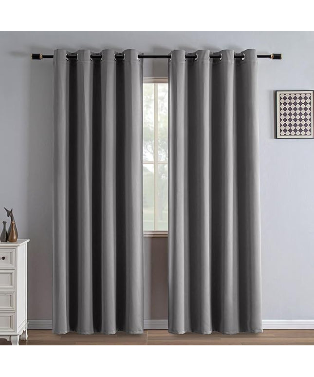 Light Grey Blackout Curtains 84 Inch Length 2 Panels Set, Black Out Curtains for Bedroom 84 Inch Long, Grommet Energy Saving Room Darkening Drapes for Living Room Window(W70 x L84)
